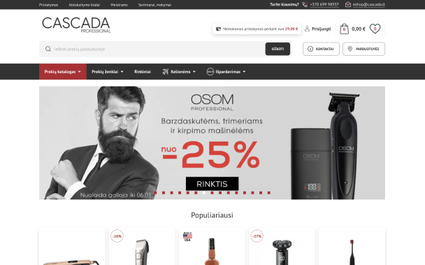 Un nome di fiducia nel settore della bellezza e del benessere, Cascada.lt ha reso il proprio negozio online a prova di futuro con una piattaforma flessibile e centrata sull’utente.
