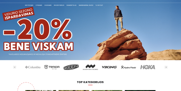 Abbigliamento sportivo accessibile con presenza digitale multi-store per il leader dello stile di vita outdoor in Lituania
